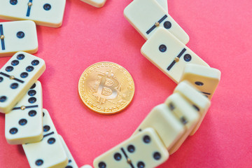 Domino effect shot. bitcoin destroyed financial anonymity