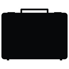 A black and white silhouette of a briefcase