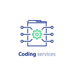 Software development, internet technology, coding services, innovation concept, web site design, administration, stroke icon