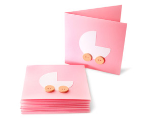 Baby shower thank you cards on white background