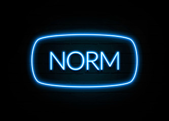Norm  - colorful Neon Sign on brickwall