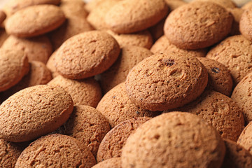 Delicious oatmeal cookies, closeup