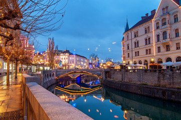 Ljubljana, decorated for Christmas and New Year's celebration