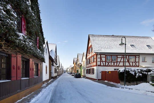 Old Houses In Winter Village, Germany