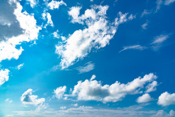 Sky , blue sky background with clouds , Sky with clouds on the Sea in summer season