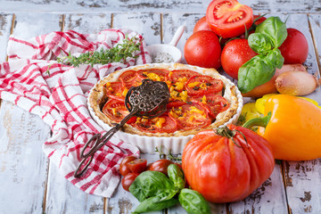 Home made cheese and tomato pie