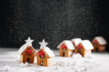 Gingerbread houses and snow
