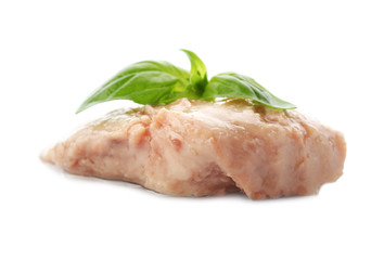 Canned cod liver on white background