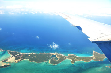 Aerial view of Exuma Cays. Bahamas