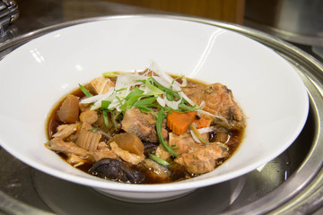  Boiled fish with vegatblet in white dish