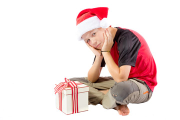 Pre-teen boy with a christmas gift