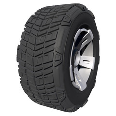 Naklejka premium Automotive off road wheel isolated on white. 3D render