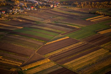 aerial photography fields mixed with forests