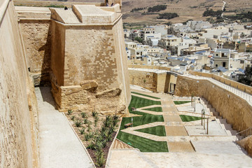 old limestone building at The Cittadella in Gozo Malta	
