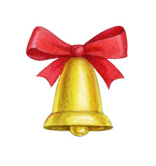 Watercolor christmas bell