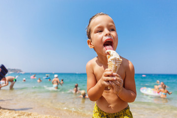 Boy eating ice cream