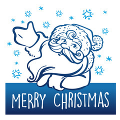 Vector vintage Christmas greeting card with cartoon Santa Claus.