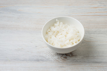 dish of rice isolated on white background