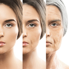 Aging concept. Young and old comparision.