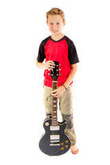 Pre-teen boy and an electric guitar