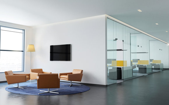 Contemporary modern offices interior with lounge 