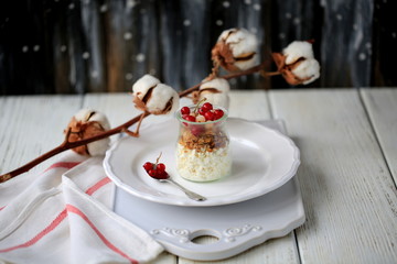 cottage cheese with granola and frozen berries