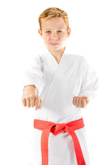 Pre-teen boy doing martial arts