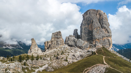 The Cinque Torri (Five Towers) in Cortina D'Ampezzo, Dolomites, Italy.