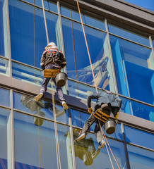 Spiderman washing Windows