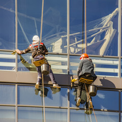 Spiderman washing Windows