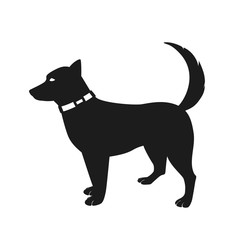 Dog. Silhouette on a white background. Vector element for New Year`s design.