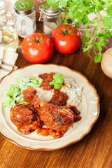 Chicken drumstick curry with rice