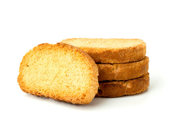 Dried bread on a white background