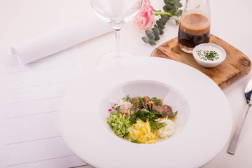 Meat okroshka on kvass