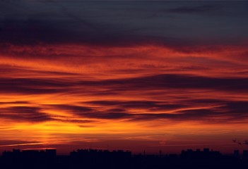 burning sky and sunrise