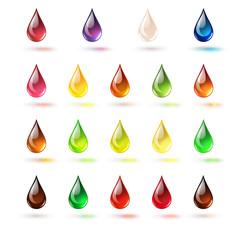Colorful glossy drops set. Vector glossy illustration