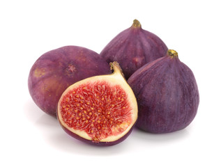 fig fruits with half isolated on white background