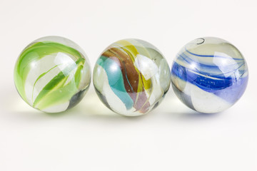 glass marbles in green and blue