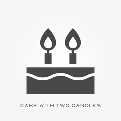 Silhouette icon cake with two candles