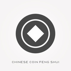 Silhouette icon chinese coin feng shui