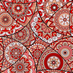 Seamless pattern tile with mandalas. Vintage decorative elements. Hand drawn background. Islam, Arabic, Indian, ottoman motifs. Perfect for printing on fabric or paper.