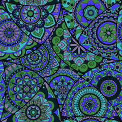 Seamless pattern tile with mandalas. Vintage decorative elements. Hand drawn background. Islam, Arabic, Indian, ottoman motifs. Perfect for printing on fabric or paper.