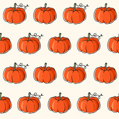 Autumn pumpkins. Lovely seamless vector pattern.