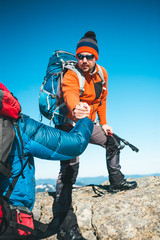 Two climbers in the mountains.