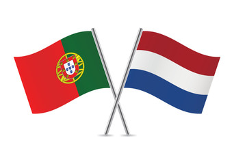 Portugal and Netherlands flags.Vector illustration.
