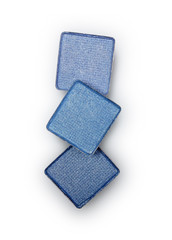 Blue shiny eyeshadow for makeup as sample of cosmetic product