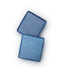Blue shiny eyeshadow for makeup as sample of cosmetic product