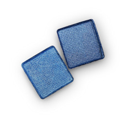 Blue shiny eyeshadow for makeup as sample of cosmetic product