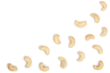 cashew nuts isolated on white background with copy space for your text. top view. Flat lay pattern