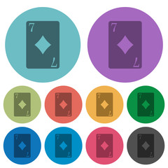 Seven of diamonds card color darker flat icons